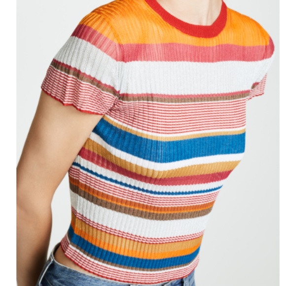 Rag & Bone Katie Metallic Stripe Tee - Picture 1 of 7